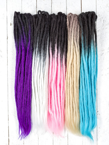 DreadLab - Double Ended Synthetic Dreadlocks (Pack of 10) Ombre Crochet Extensions Group