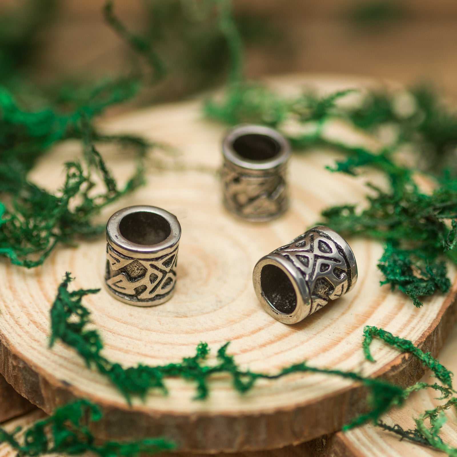 DreadLab - Metal Geometric Column Dread Beads Silver Colour