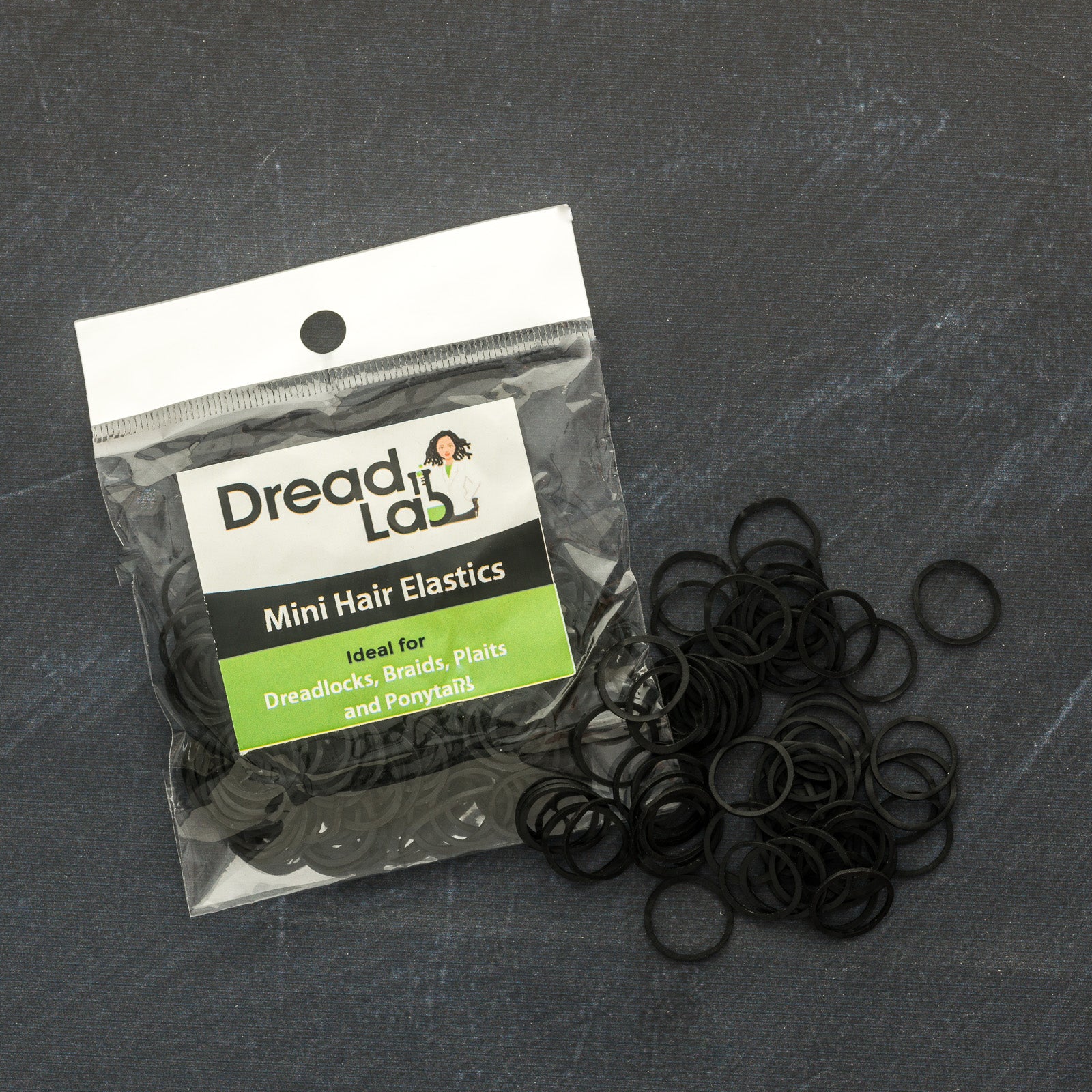 DreadLab - 200 pcs Black Mini Rubber Hair Elastic Bands - Suitable For Braids/Dreadlocks/Plaits