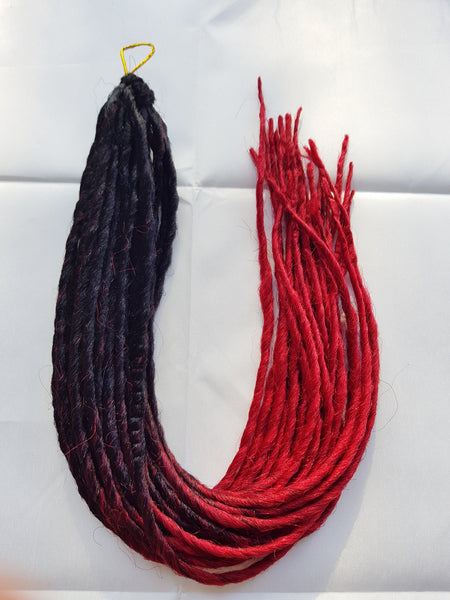 Elysee Star - Black Dark Red Transitional Synthetic Dreadlocks (Double Ended) (10 Pack)