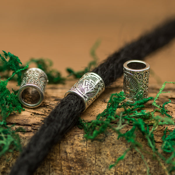 DreadLab - Metal Carved Tunnel Dread Beads Silver Colour