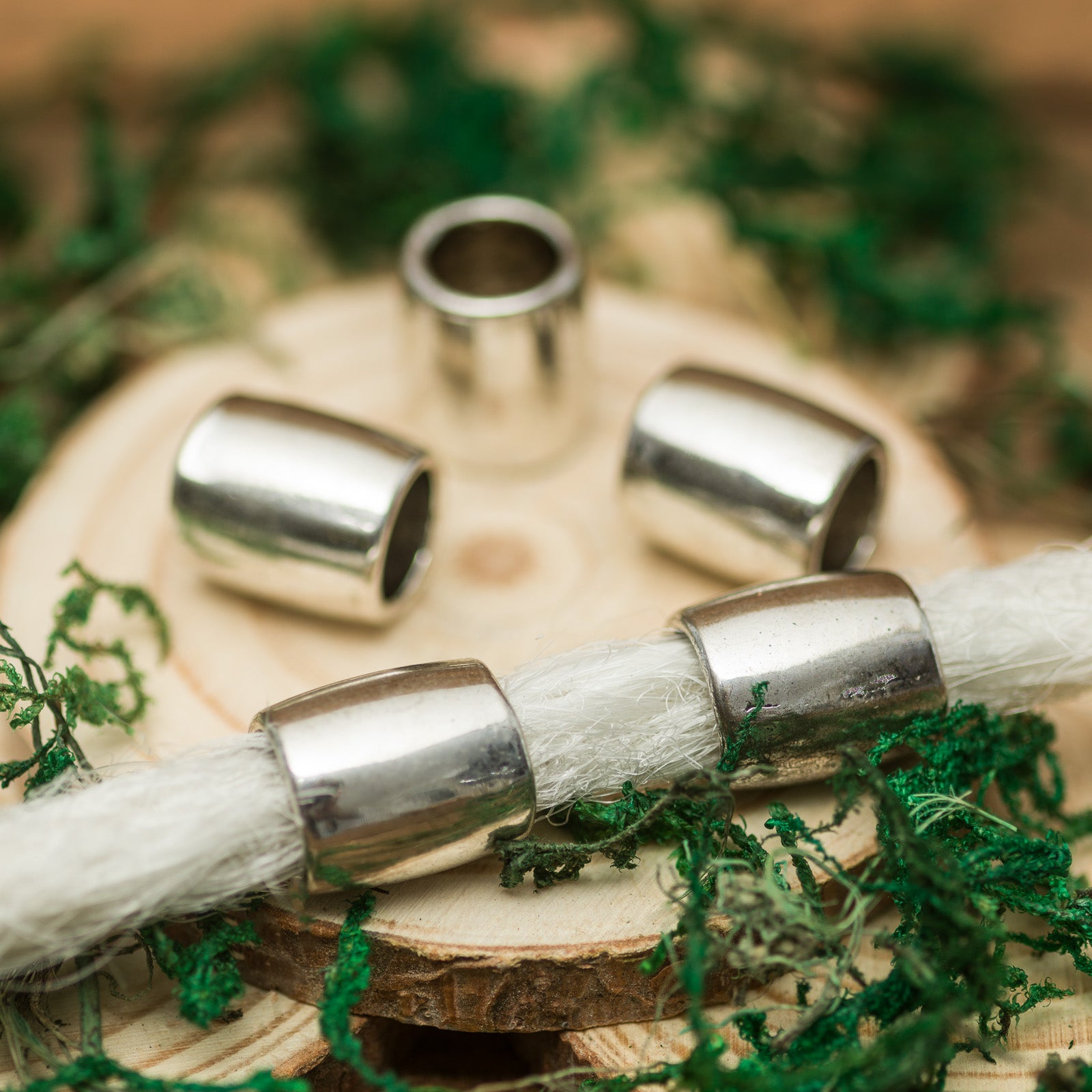 DreadLab - Stainless Steel Smooth Barrel Dread Beads Silver Colour