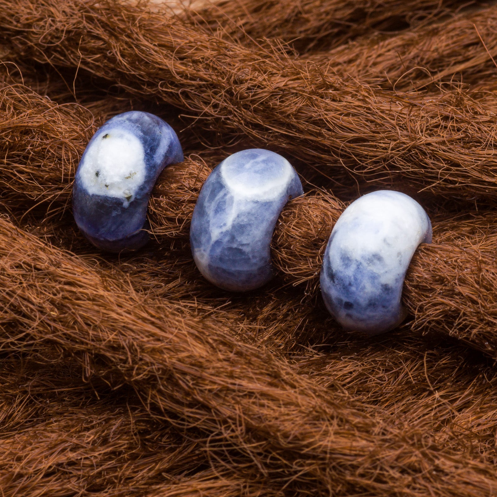 DreadLab - Natural Blue-Vein Stone Donut Dread Beads