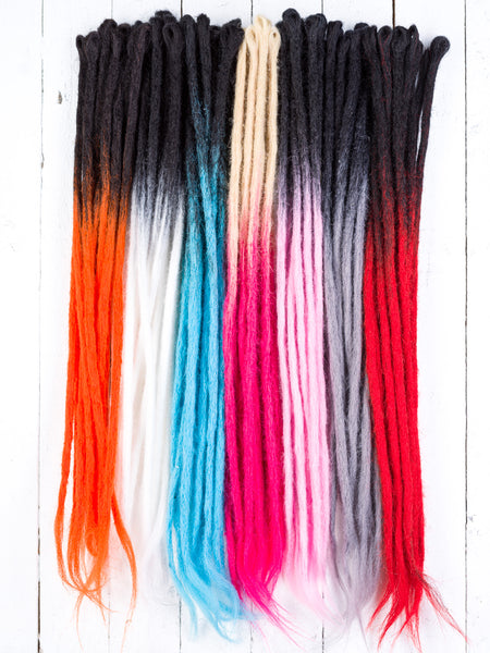 DreadLab - Single Ended Synthetic Dreadlocks (Pack of 10) Ombre Crochet Extensions