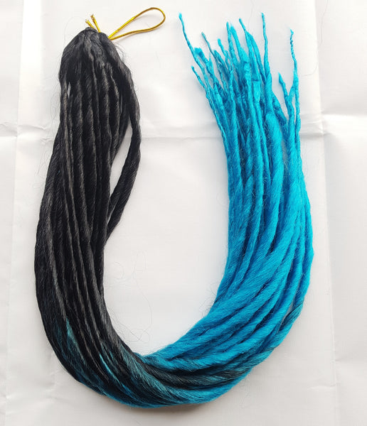 Elysee Star - Black-Light Blue Transitional Synthetic Dreadlocks (Double Ended) 100g
