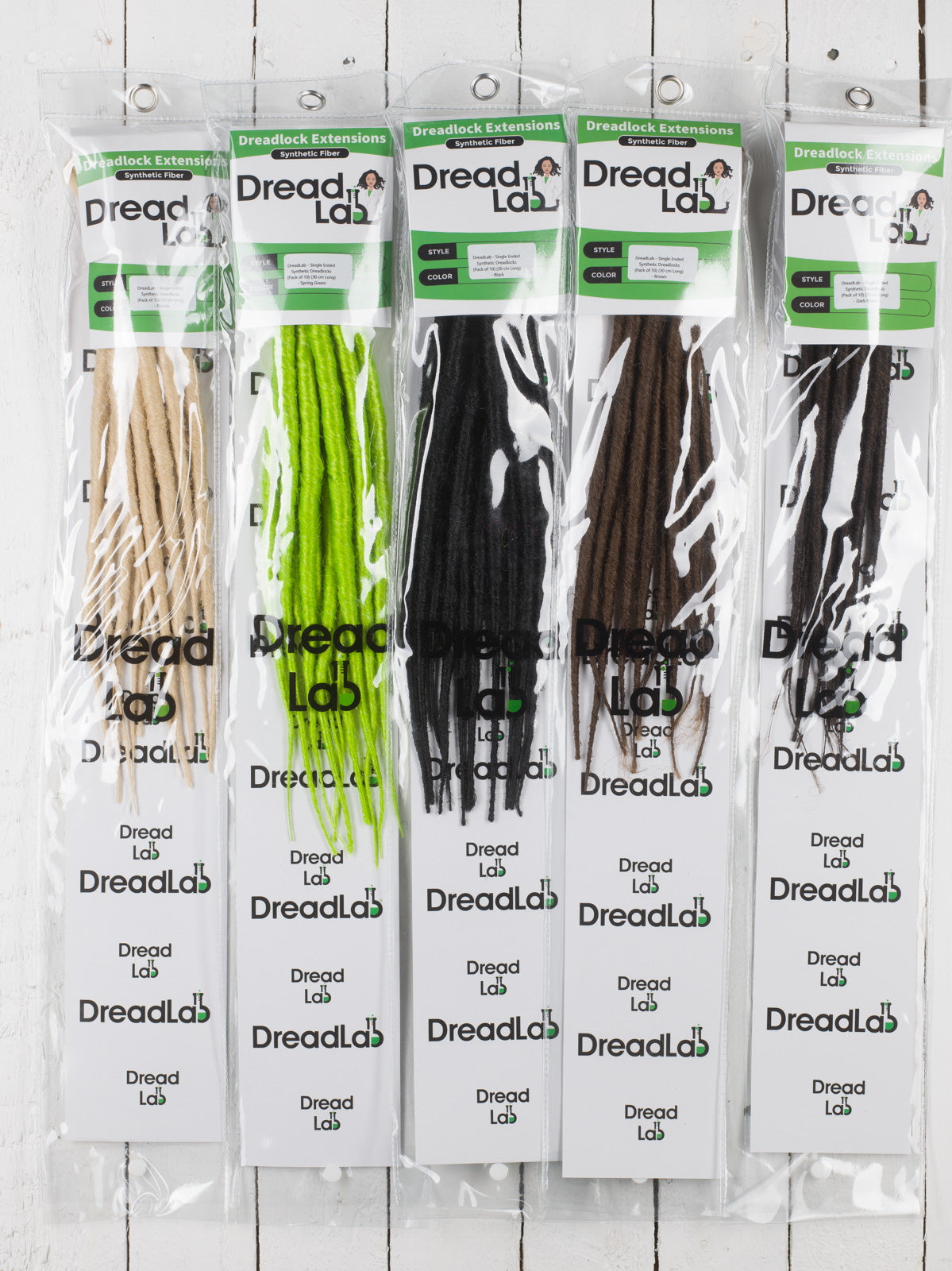 DreadLab -  Short Single Ended Synthetic Dreadlocks (10 Pack) Backcombed Extensions