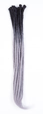 DreadLab - Single Ended Synthetic Dreadlocks (Pack of 10) Ombre Crochet Extensions Black Silver